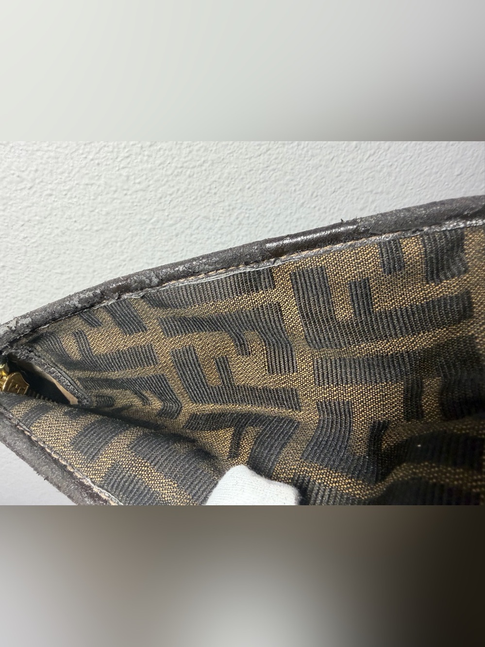 Fendi Brown Monogram Canvas Clutch with Dark Brown Trim (Fair) - Picture 3 of 16